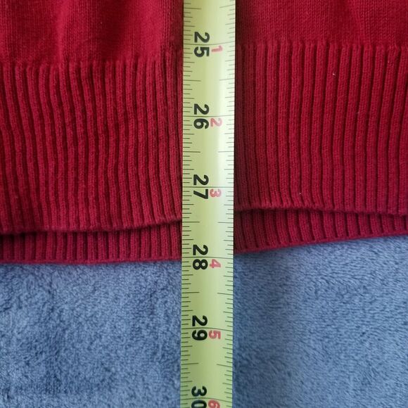 Lacoste Mens V-Neck Red Pullover Long Sleeve Sweater Size Large 5 - Picture 7 of 11